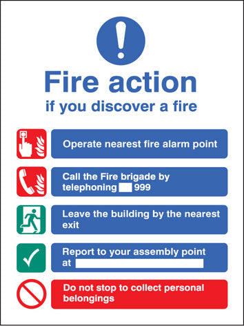 Fire Action Manual Dial without Lift Rigid Plastic 200 x 150mm (Each)